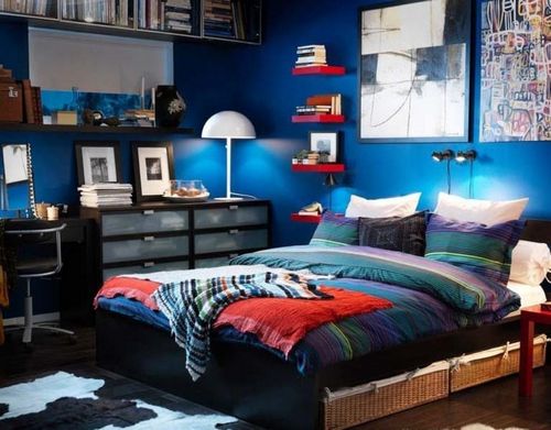 Синяя спальня: тона и цвета, фото и дизайн, серый интерьер, стильные стены, бела и темная, видео