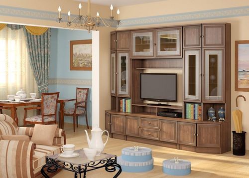 Стенка в гостиную в классическом стиле: мебельная классика от производителя, фото в зале, итальянская неоклассика