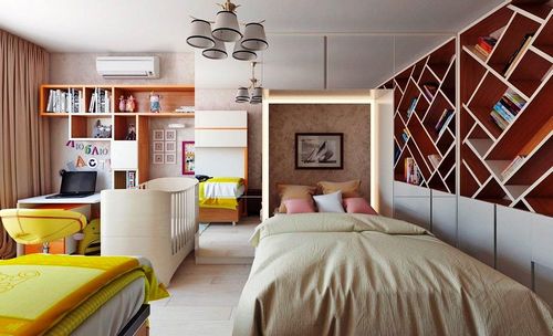 Детская и спальня в одной комнате: фото совместимое для взрослого и ребенка, для детей родительский дизайн