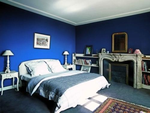 Интерьер спальни в синем цвете