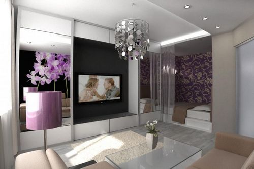Комната 17 кв. м дизайн гостиной-спальни: фото интерьера, совмещение и зонирование м²