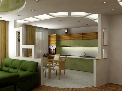 Ремонт кухни гостиной: зонирование, выбор цветовых решений