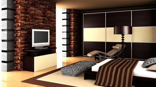 Спальня в коричневых тонах: стены и их фото, красный цвет обоев, темные оттенки, белый дизайн мебели, интерьер